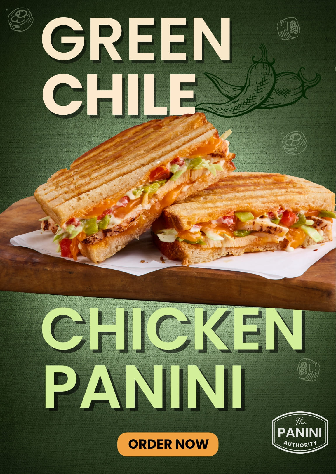 Green Chili Chicken Panini