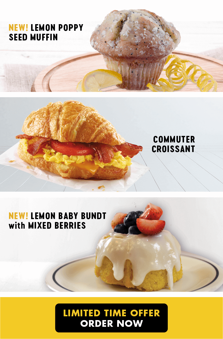 Lemon Poppy Seed Muffin, Commuter Croissant and Lemon Baby Bundt with Mixed Berries